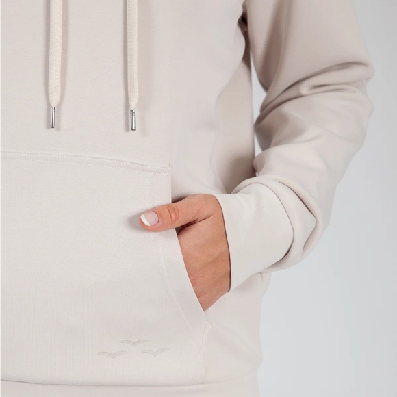 Lazy pants PREMIUM LUXE SUEDED SCUBA HOODIE IN BONE - Picture 4 of 8